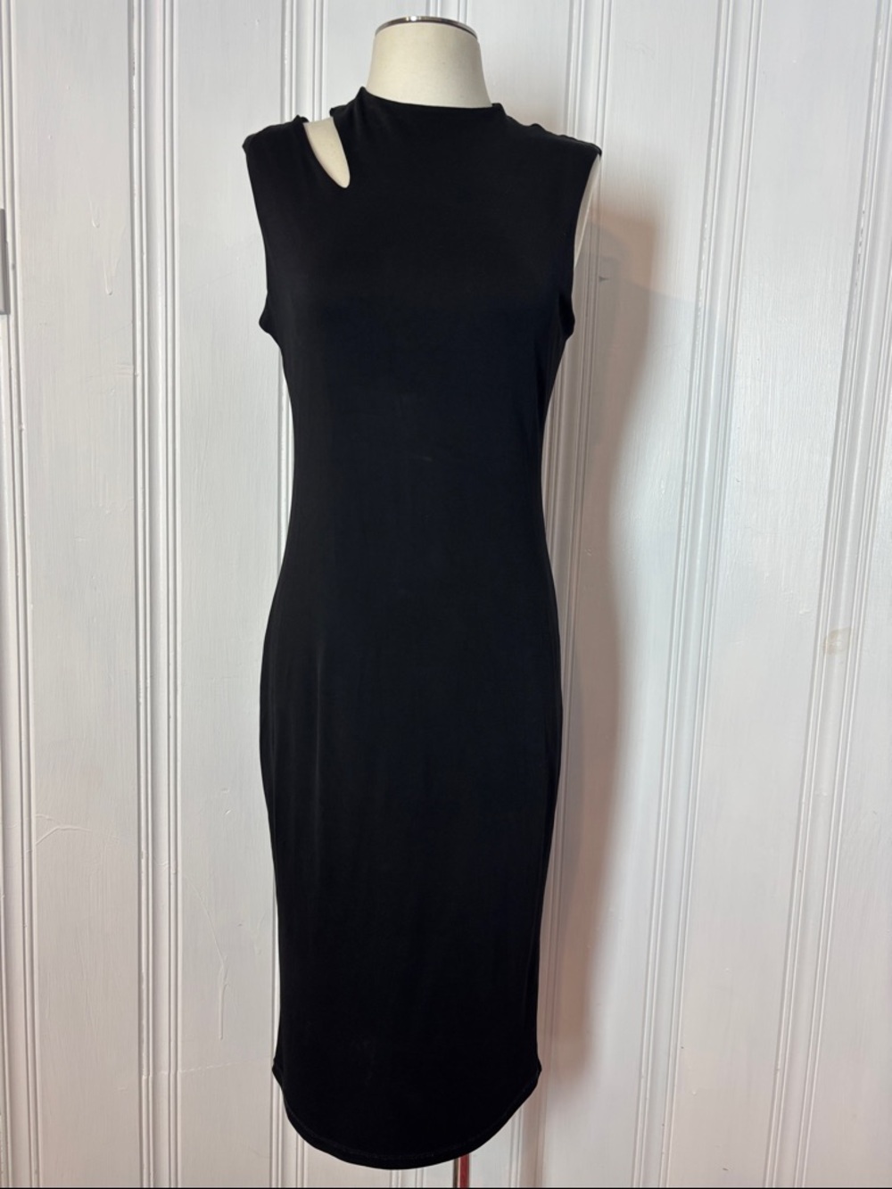 ELIE TAHARI Black Cutout Midi Dress | Sleek Minimalist Designer Dress - size M